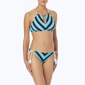 NWT Michael Kors High Neck Cross Back Bikini Top/bottom - Rope Rugby Stripe XS